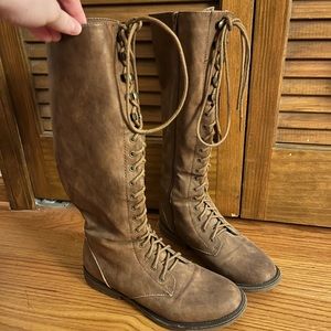 Brown lace up boots